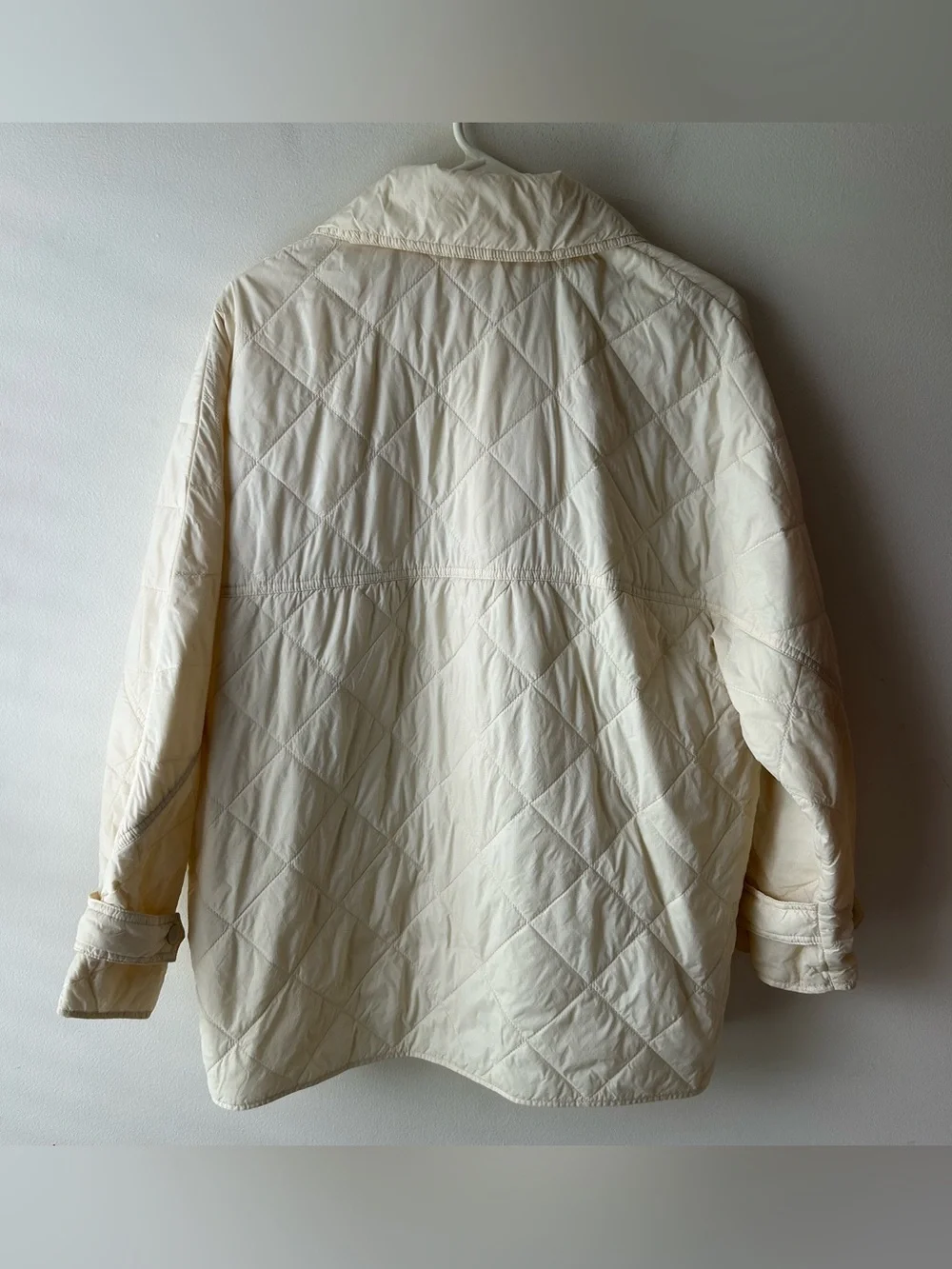 By Anthropologie Lightweight Quilted Shacket Jacket Cream S_9